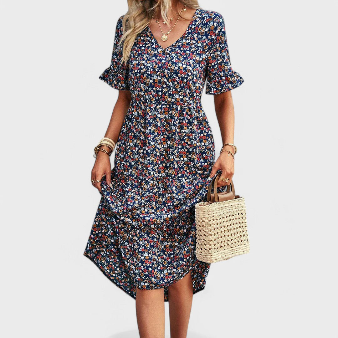 Fátima | Leichtes fließendes Blumenkleid
