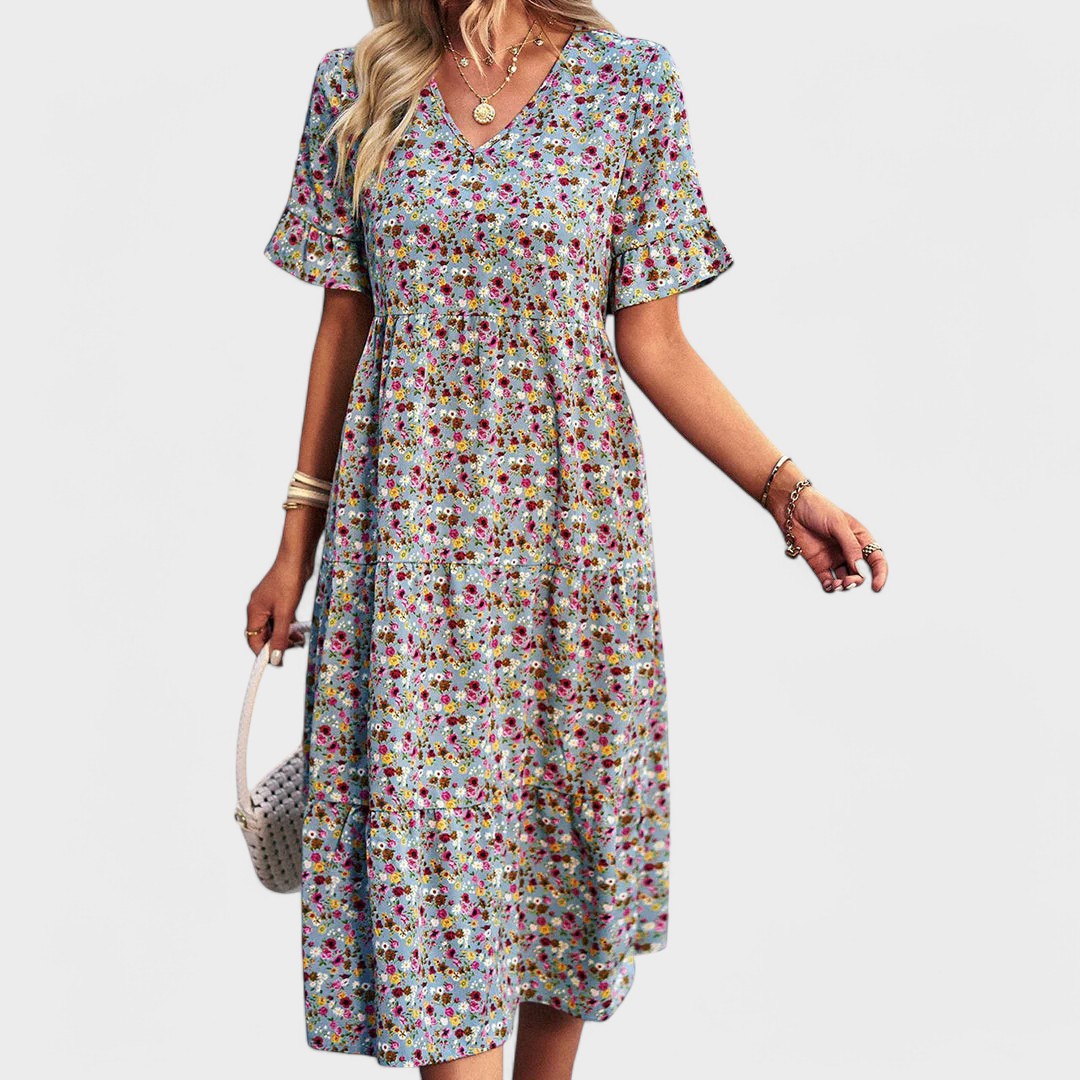 Fátima | Leichtes fließendes Blumenkleid