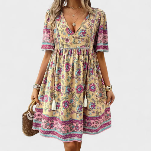 Andreia | Geblümtes Boho-Midikleid