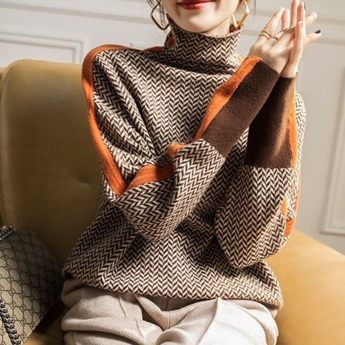Beatriz | Rollkragen-Sweatshirt mit Kontraststreifen