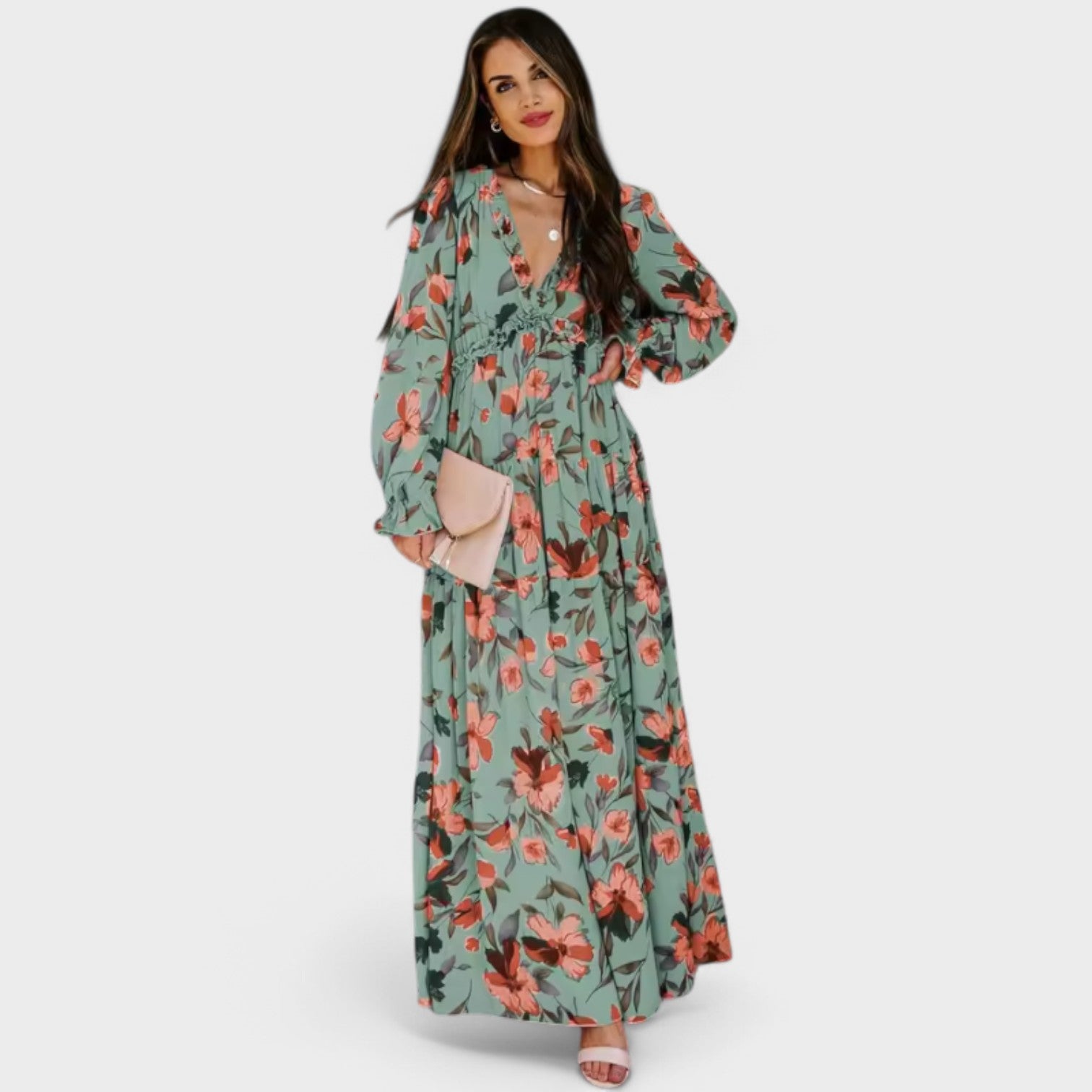 Leonor | Vestido elegante floral comprido