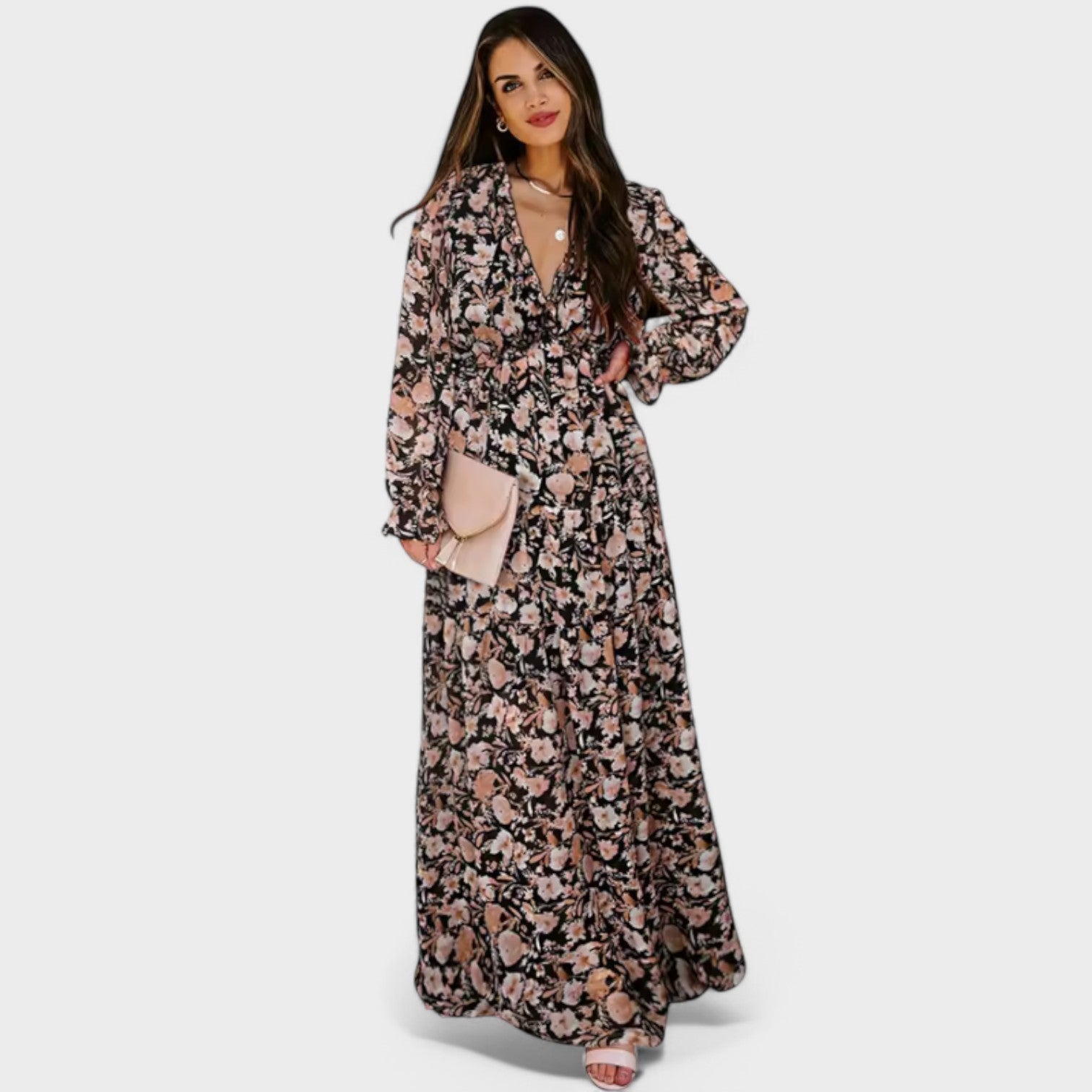 Leonor | Vestido elegante floral comprido