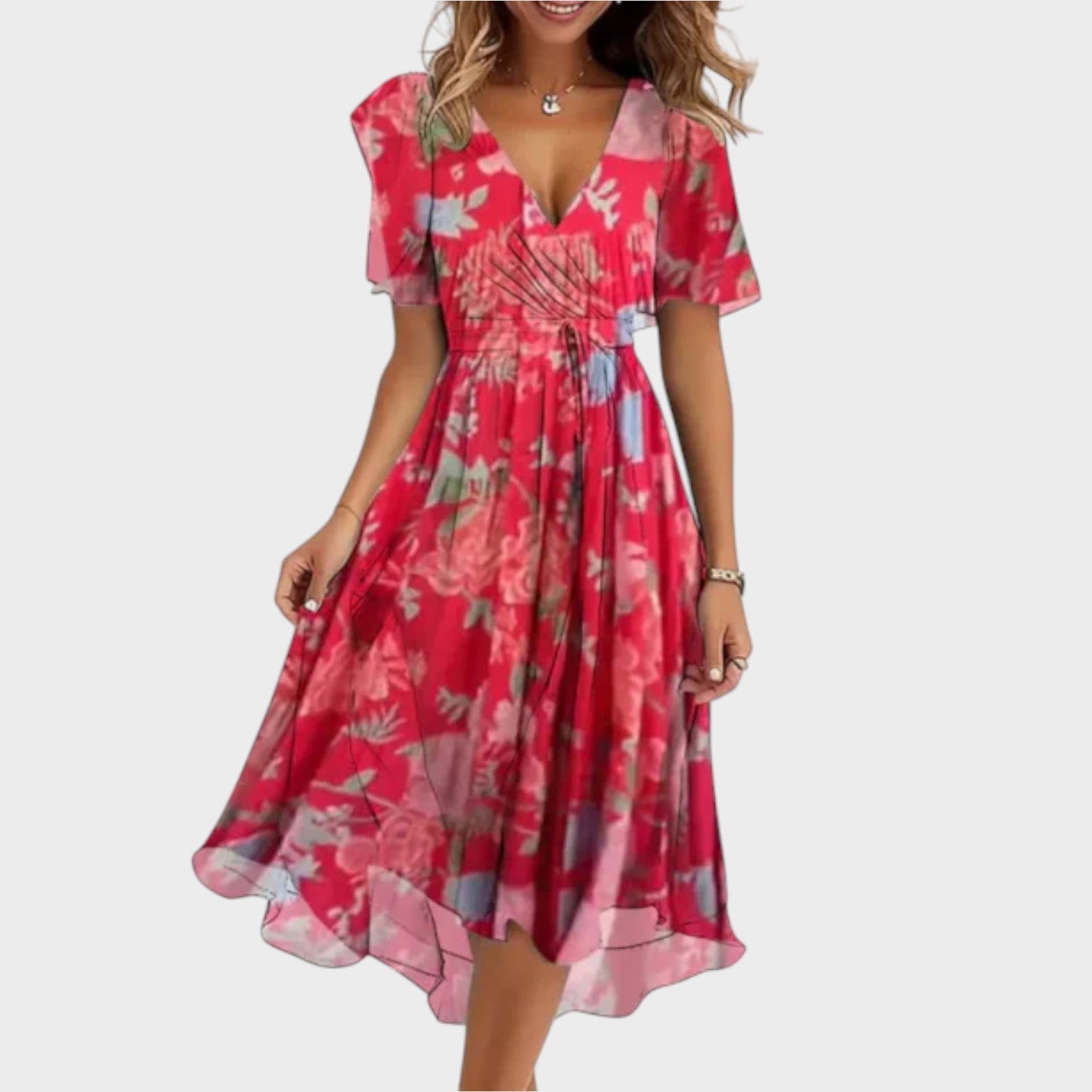 Helena | Elegantes Midikleid mit V-Ausschnitt