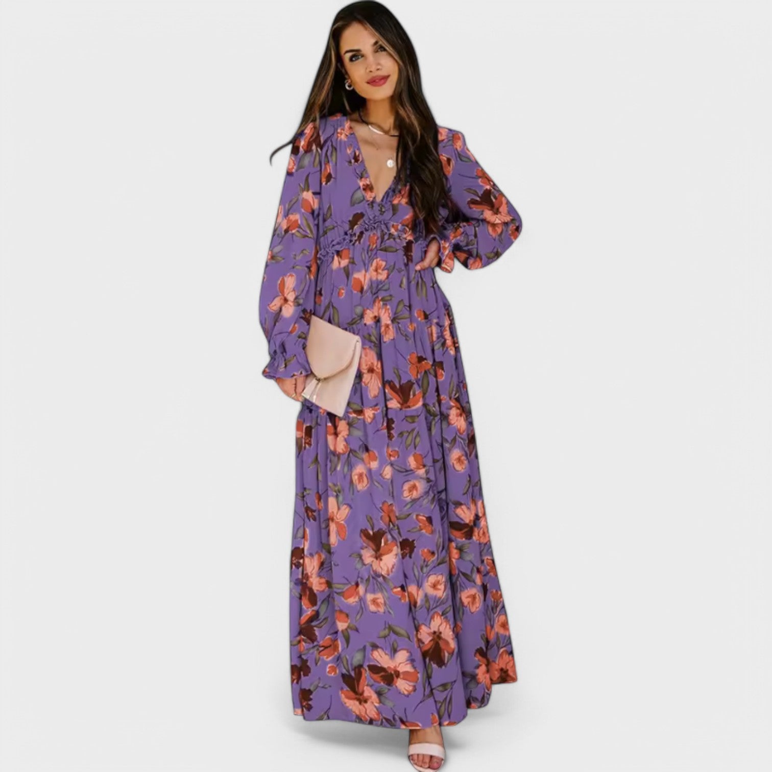 Leonor | Vestido elegante floral comprido