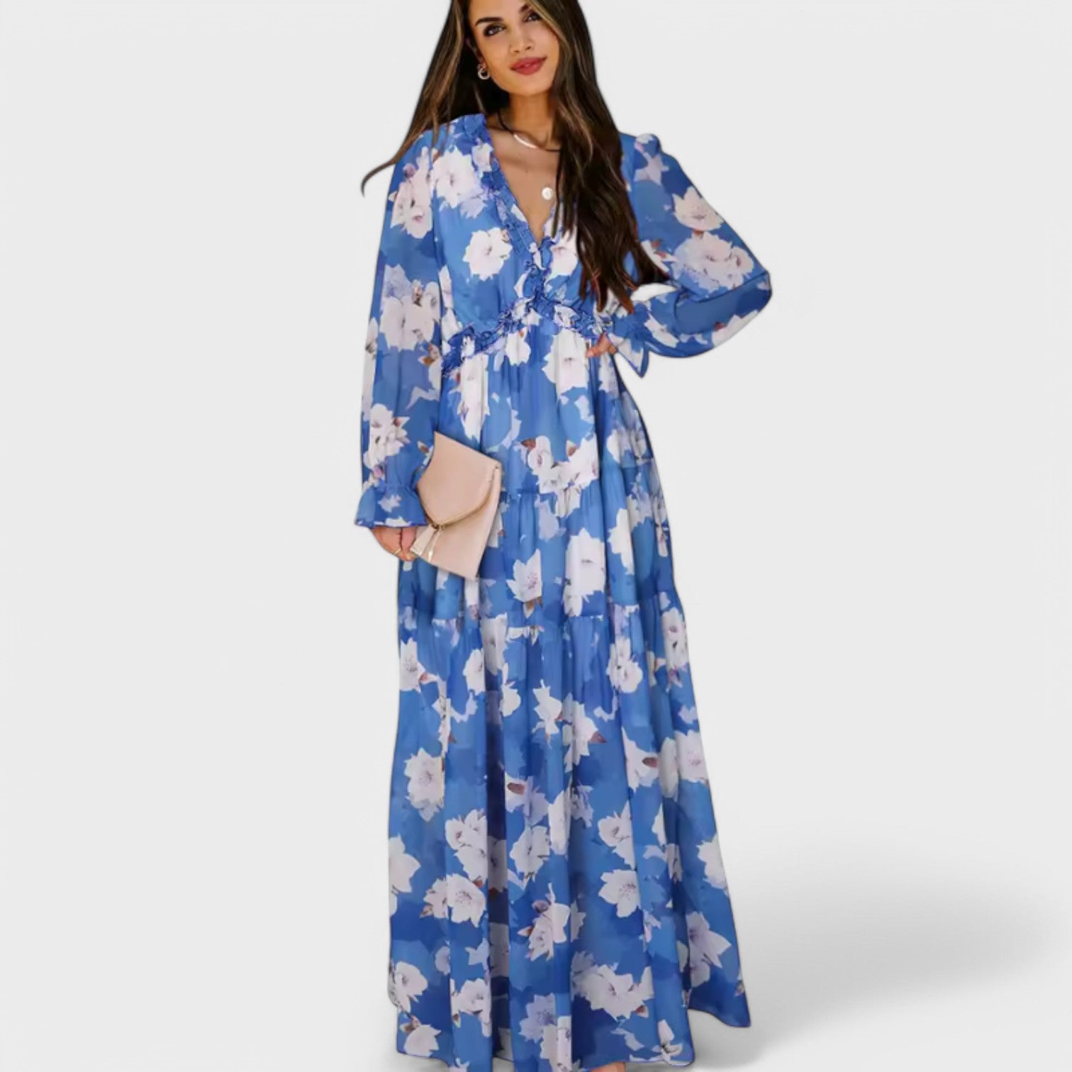 Leonor | Vestido elegante floral comprido