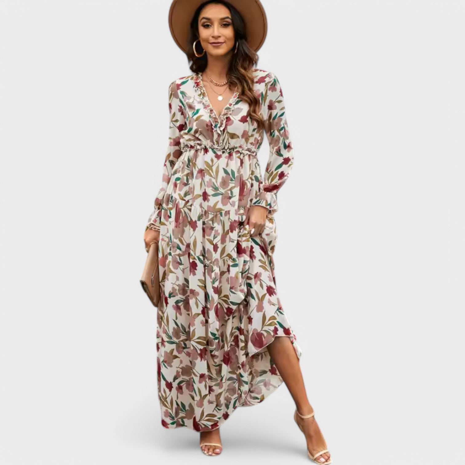 Leonor | Vestido elegante floral comprido